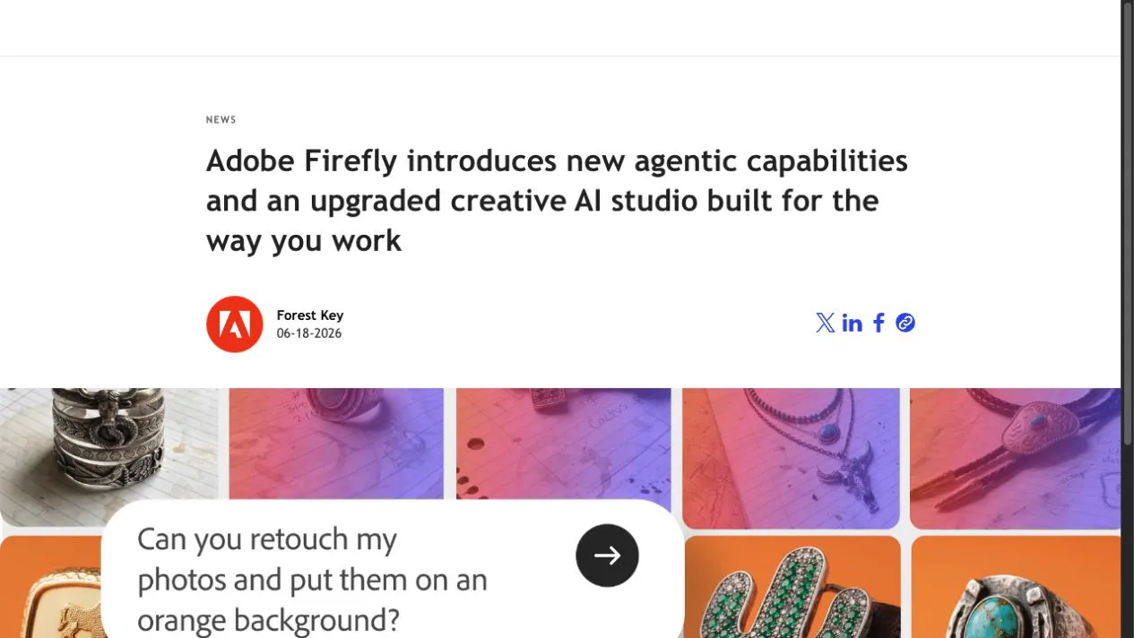 Adobe Firefly Creative AI Studio 官方頁面截圖