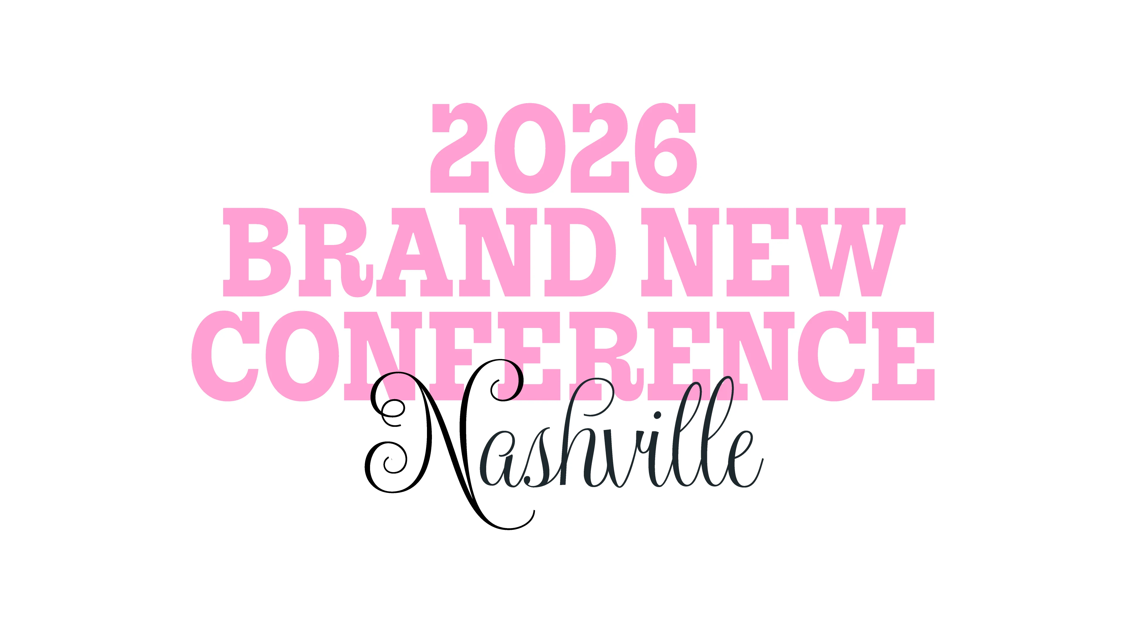 2026 Brand New Conference 的粉紅色字體與西部風格識別樣式